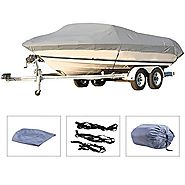 Pinty Oxford Cloth Heavy Duty Waterproof Trailerable Boat Cover fits 16" 17" 18" 19" Boats with Quick Release Buckle ...
