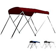 Leader Accessories Grey Pacific Blue Burgundy 3 Bow Bimini Top Boat Cover Includes Mounting Hardwares with 1 Inch Alu...