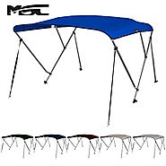 MSC® Standard 3 Bow Bimini Boat Top Cover with Rear Support Pole and Storage Boot (Pacific Blue, 3 Bow 6'L x 46"H x 7...