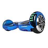 Hoverboard Two-Wheel Self Balancing Electric Scooter UL 2272 Certified, Metallic Chrome with Bluetooth Speaker and LE...