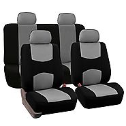 FH-FB050114 Flat Cloth Car Seat Covers Gray / Black Color