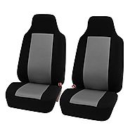 HOLIDAY SALE : FH-FB102102 Classic Bucket Cloth Car Seat Covers Grey / Black color - Fit Most Car, Truck, Suv, or Van