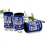 Deluxe Stubby Holder With Base Wedding Favours - Limited Edition Design