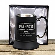 Fathers Day Stainless Matte Black Beer Tankard Personalised
