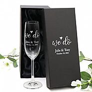Engraved Champagne Glass Wedding Favour