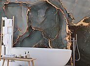 Luxury Black Gray Abstract Marble Wallpaper Mural