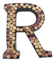 Personalized Letter "R" Metal Wall Wine Cork Holder - Monogram Wall Art