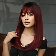 Kofi-Anne Gorgeous Burgundy Wig with Bangs 22 inch - NubianPrincessHairShop.com