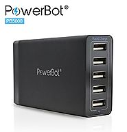 PowerBot® PB5000 40W 8-Amp 5-Port Rapid Charger USB Wall/Desktop/Travel Smart Charging Station w/ Ultra High-Performa...