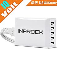 USB Charger, InaRock 40W 5V 8A 5-Port USB Desktop Travel Charger Wall Power Adapter for Galaxy S6 and S6 Edge, iPhone...
