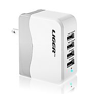 [UL Certified] Wall Charger, Liger 34W 6.8A 4-Port USB Wall Charger with Folding Plug Portable Charger For iPhone 6 P...