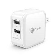 iClever BoostCube 4.8A 24W Dual USB Travel Wall Charger with SmartID Technology, Foldable Plug for iPhone iPad, Samsu...