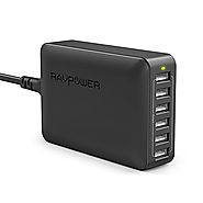 RAVPower 60W 12A 6-Port USB Charger Desktop Charger Charging Station with iSmart Technology (Black)