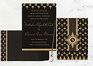 Black Matte Screen Printed Wedding Invitation : AIN-8247B | A2zWeddingCards
