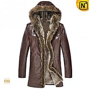 CWMALLS® Custom Brown Mens Fur Coat CW877160