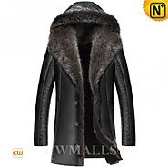 CWMALLS® Custom Hooded Raccoon Fur Trench Coats CW836065