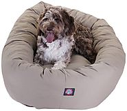 Majestic Pet 52-Inch Bagel Bed for Pets, Khaki