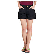 Buy Hypernation Black Color Cotton Shorts For Women @ 599