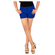 Buy Haltung Blue Cotton Lycra Shorts @ Price Rs.325 Online