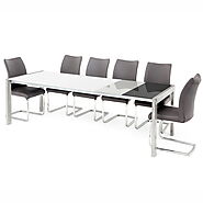 Salconi Extendable High Gloss Table | White Grey Dining Table