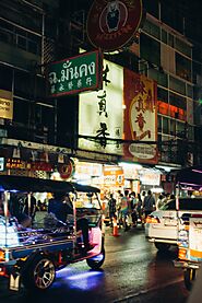 Bustling Street Market Scene in Chinatown