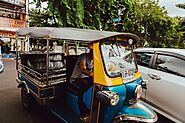 Colorful Tuk-tuks Lined Up in the City