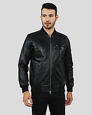 Explore Timeless Style with Porf Black Bomber Leather Jacket | NYC Leather Jackets