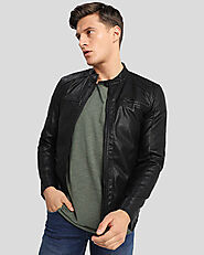 Drew Black Motorcycle Leather Jacket | Explore Top-Quality Men's Leather Racer Jackets at NYC Leather Jackets