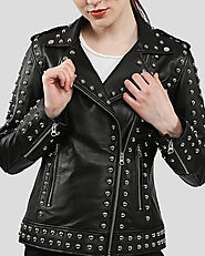 Jasmine Black Studded Leather Jacket: Plus Size & Edgy Style | NYC Leather Jackets