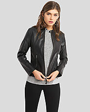 Cora Black Biker Leather Jacket: Elevate Your Plus Size Style | NYC Leather Jackets
