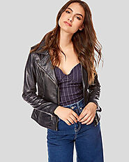 Mya Black Biker Leather Jacket: Timeless Plus Size Style | NYC Leather Jackets