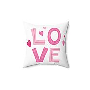 Love with Hearts Printed Polyester Sqaure Pillow Case for Valentine – Festival Gift Shop
