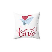 Love with Flying Hearts Prtinted Sqaure Pillow Case for Valentine – Festival Gift Shop