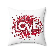 Love with Heart Made of Flowers Printed Polyester Sqaure Pillow – Festival Gift Shop