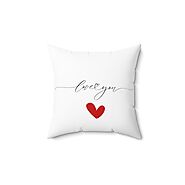 Love You with Heart Spun Polyester Sqaure Pillow for Valentine day – Festival Gift Shop
