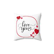 Love You Printed Valentine Spun Polyester Sqaure Pillow – Festival Gift Shop