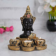 Webelkart Polyresin Buddha Tealight Candle Holder with Free 3 Tealights Candles (7Inch)