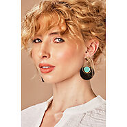 Aqua Black Earrings For Women | JaJaara