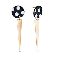 Black and white Polka Dots Triangle Earrings | JaJaara