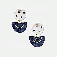 Polka Dot Artist Blue Tassel Earrings | JaJaara
