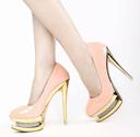 Sexy lady's fashion high-heeled pumps with rhinestone, size 34-41, pink/