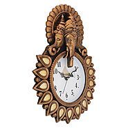 Webelkart Designer Lord Ganesha Plastic Religious Theme Wall Clock for Home (Copper)