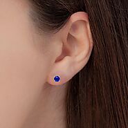 Choose Round-shaped Blue-sapphire Gemstone Earrings (2.10 Carats)