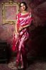 Buy Pink & Red Dual Tone Zari Woven Banarasi Silk Saree Online | Samyakk