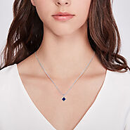 The Best Square Solitaire Natural Sapphire Necklace (0.40 Carats)