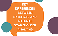 What are the key differences between internal and external stakeholder analysis?