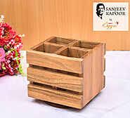 ACACIA WOODEN CUTLERY HOLDER