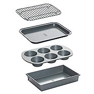 Chicago Metallic Non-Stick Toaster Oven Bakeware Set, 4-Piece, Carbon Steel