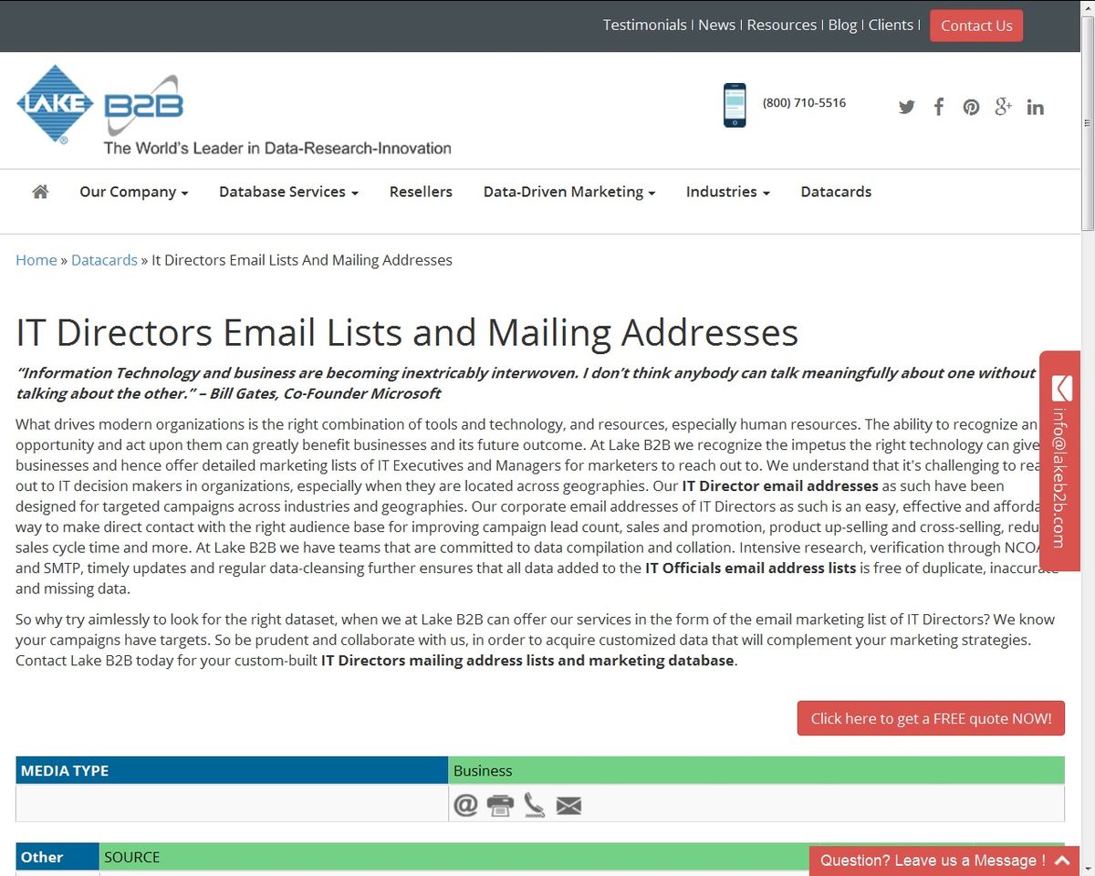 Headline for Purchase our IT Directors mailing address lists and marketing databases today and leverage from it effectively