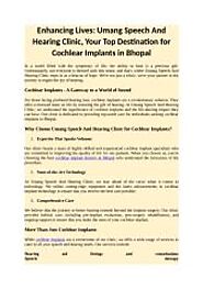 Transforming Lives - Premier Cochlear Implant Clinic in Bhopal - Umang Speech and Hearing Clinic